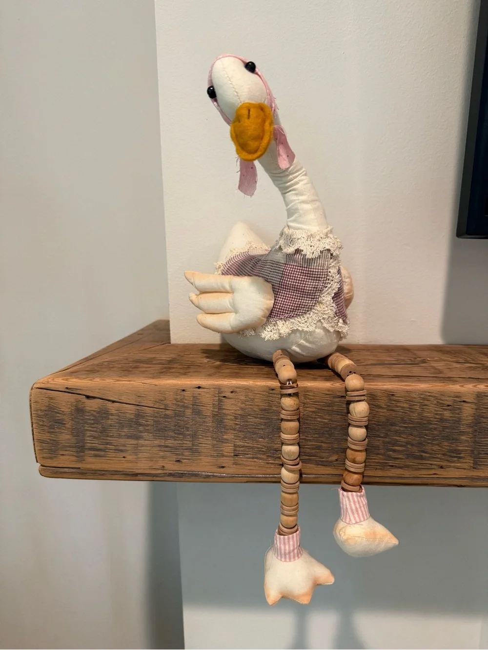 Plush Decorative Goose Toy - White & Pink